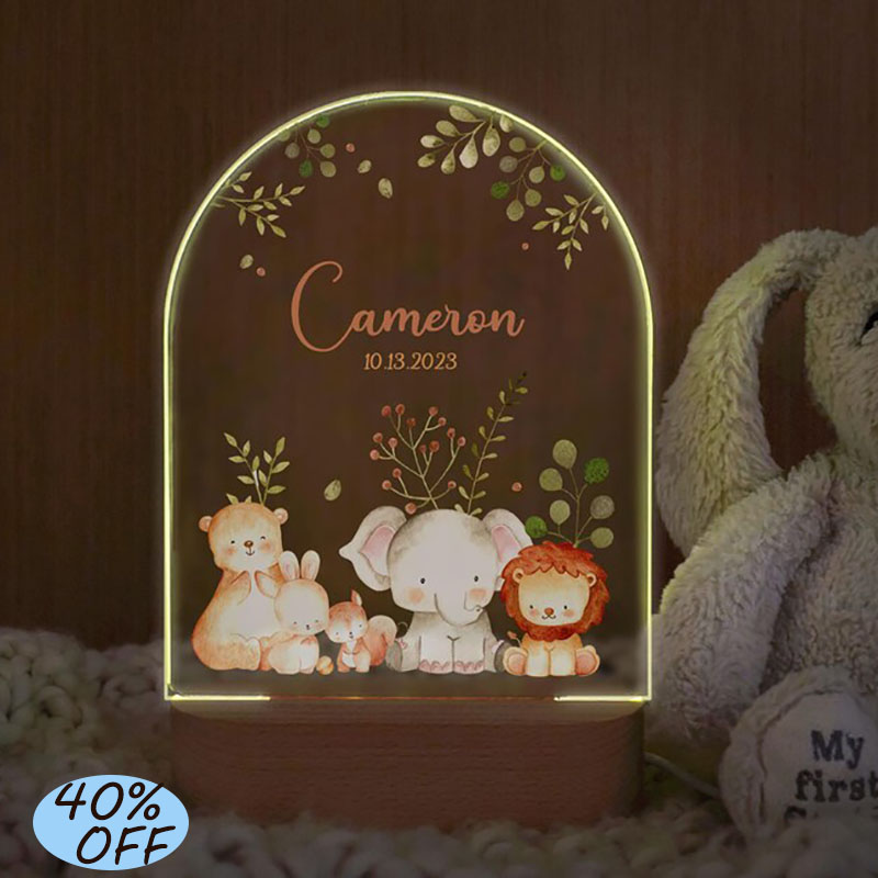 Baby Nursery Night Light - Nom personnalisé bébé veilleuse personnalisé dessin