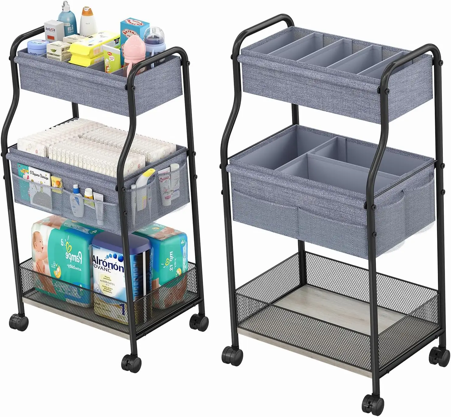 Baby Nursery Utility Cart - Organiseur de couches pour bébé à
