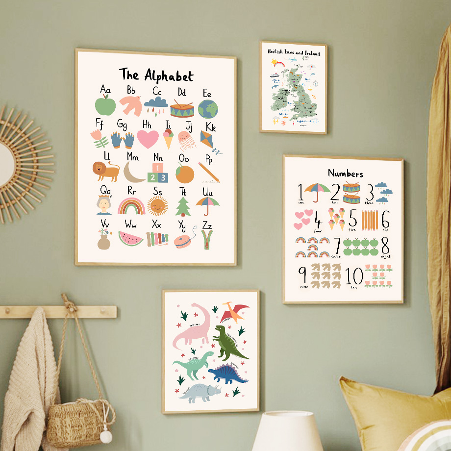 Baby Nursery Posters - Affiches murales sur toile avec carte
