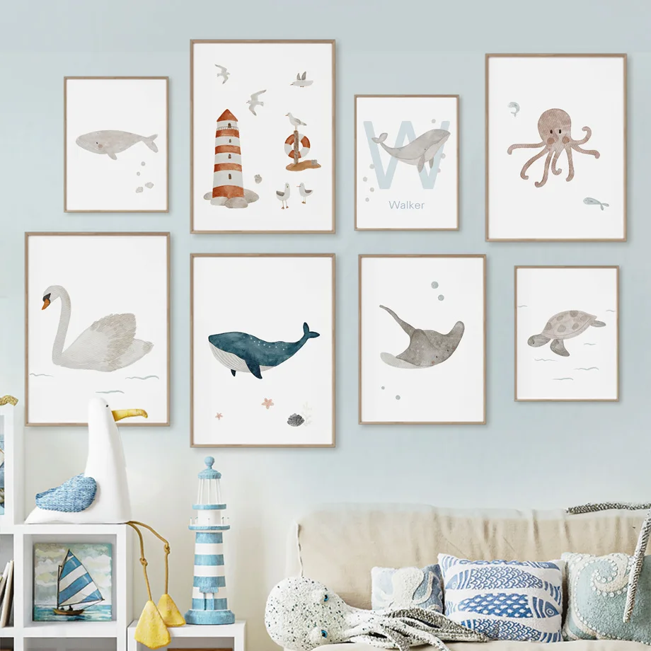 Baby Nursery Posters - Tableau mural sur toile avec animaux