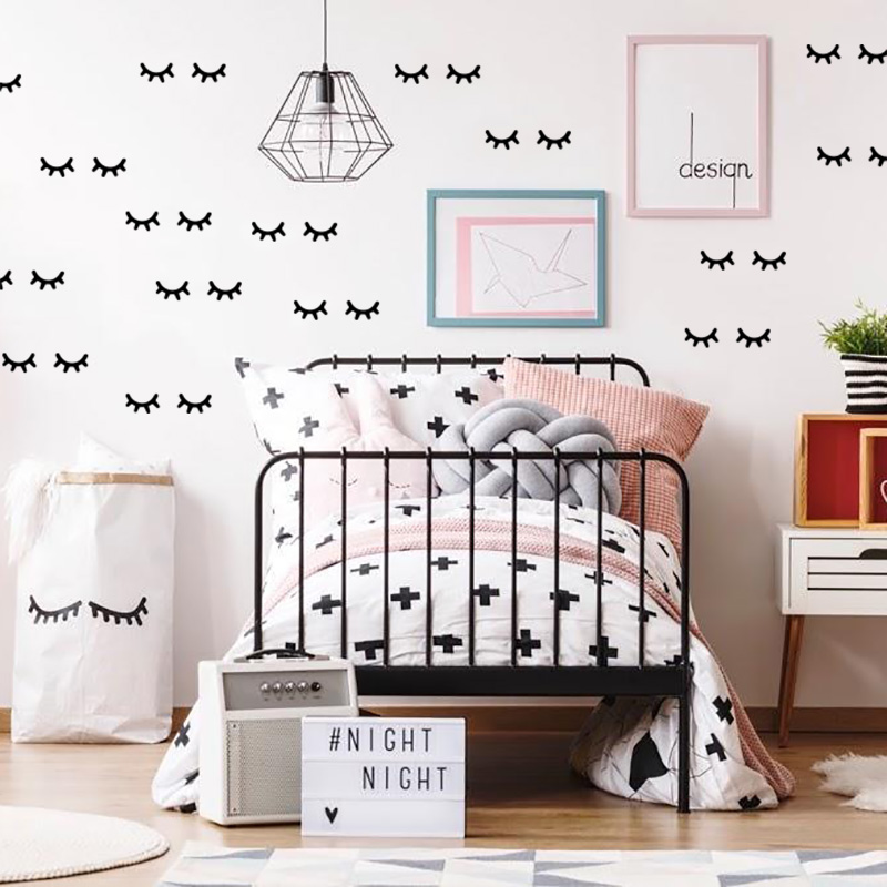 Baby Nursery Decor Girl - Autocollants Muraux en Forme de Cils