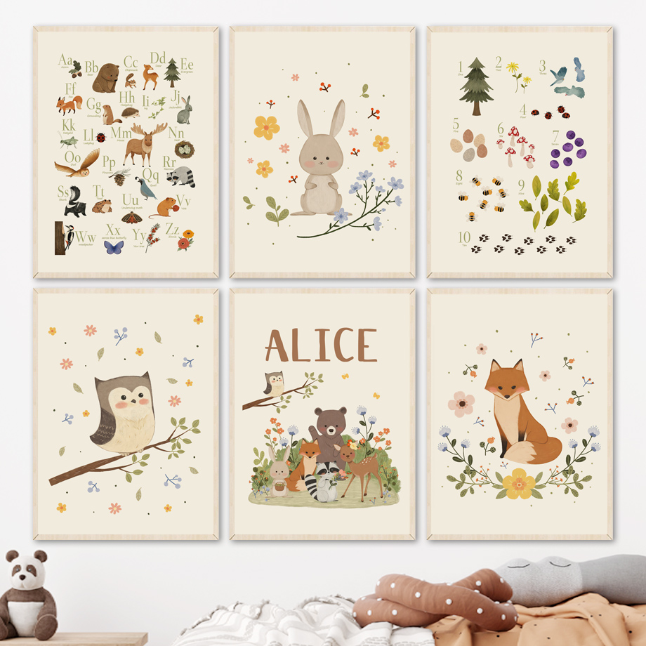 Baby Nursery Posters - 1 toile murale sans cadre, motifs