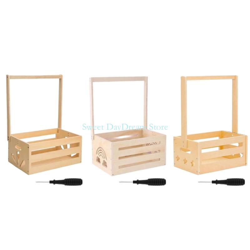 Baby Nursery Organiser - Y88C Baby-showers en bois Panier-cadeau Panier