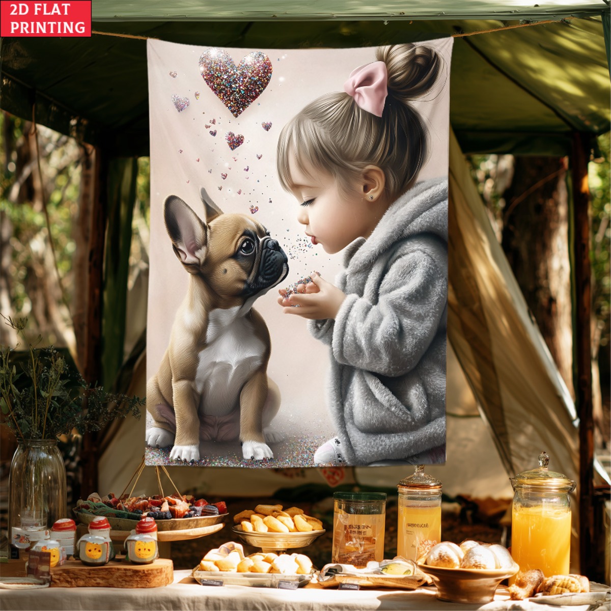 Fille avec bouledogue français - Baby Nursery Decor Girl avis et prix