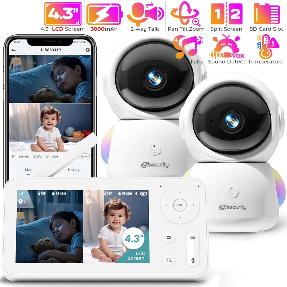 Babyphone 2K avec 2 Caméras et - Baby Nursery Night Light avis et prix